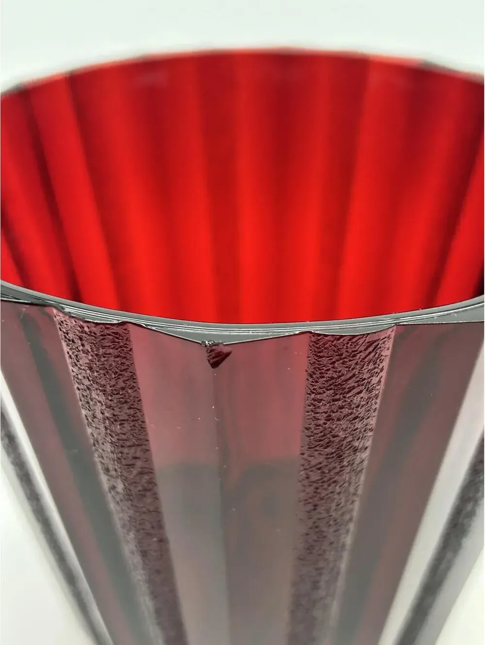 Vintage Ruby Red Glass Ice Bucket- metal Handle